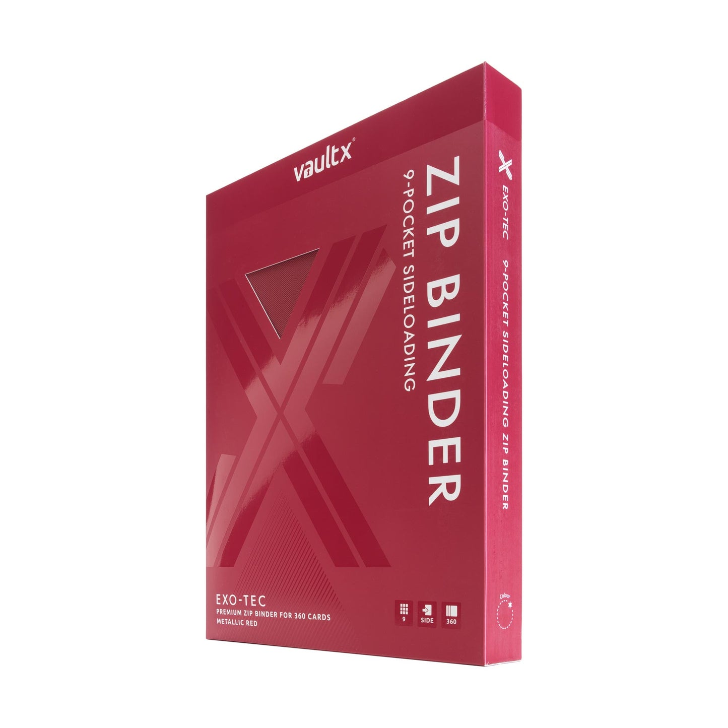 9-Pocket Exo-Tec® Zip Binder Metallic Red